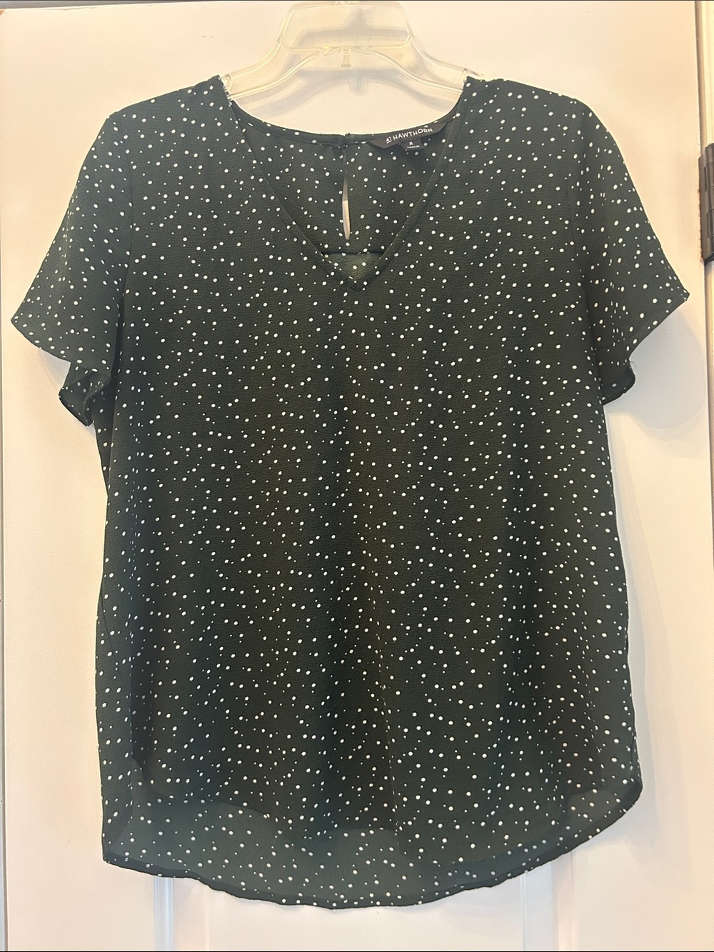 41 Hawthorn Dark Green Polka Dot Short Sleeve Blouse
